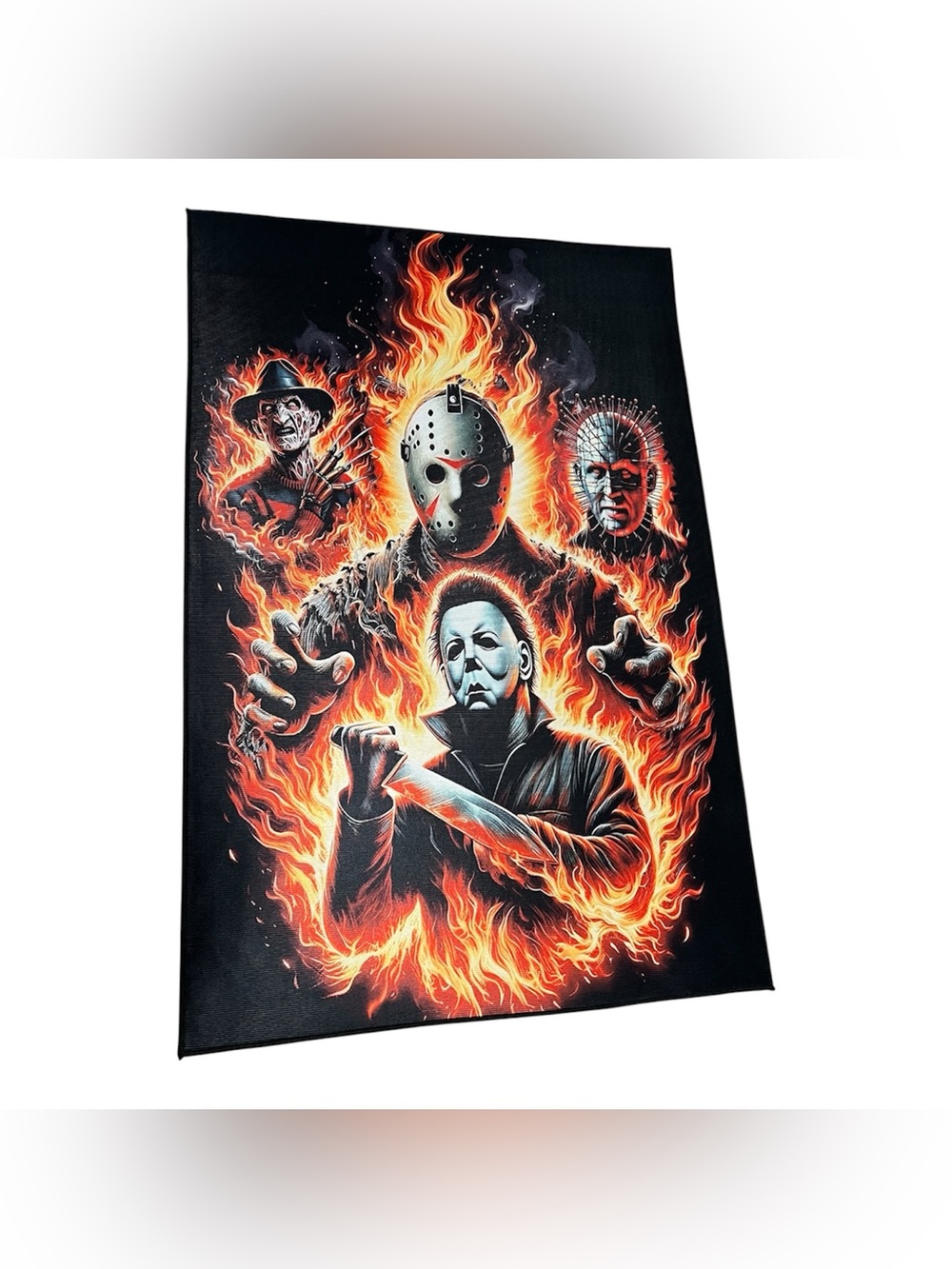 Horror Icons Flaming Design 4ft x 2.5 ft area rug -